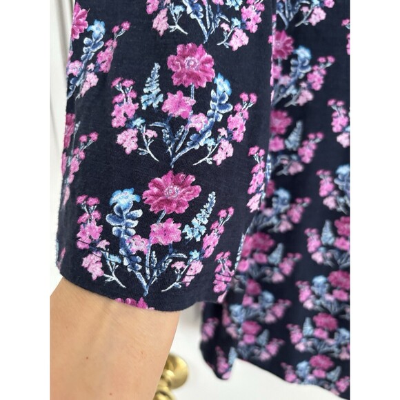Style & co Navy Blue Floral Multi-Color Top with 3/4 Sleeve Plus Size 1X/2X/3X - Picture 5 of 5